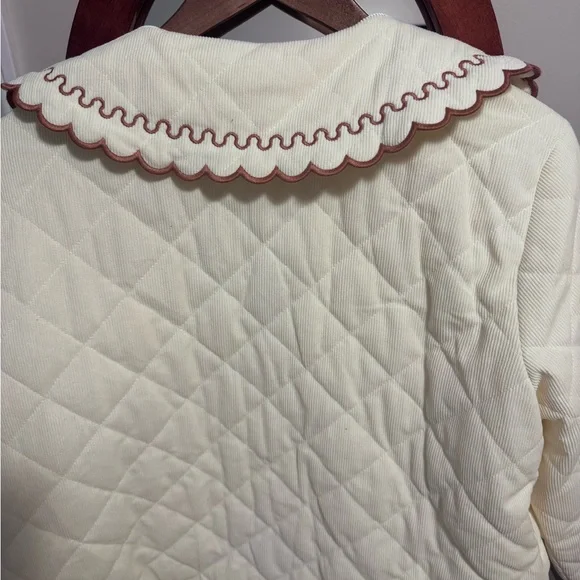 entro Cream Quilted Jacket with Brown Trim - Picture 7 of 7